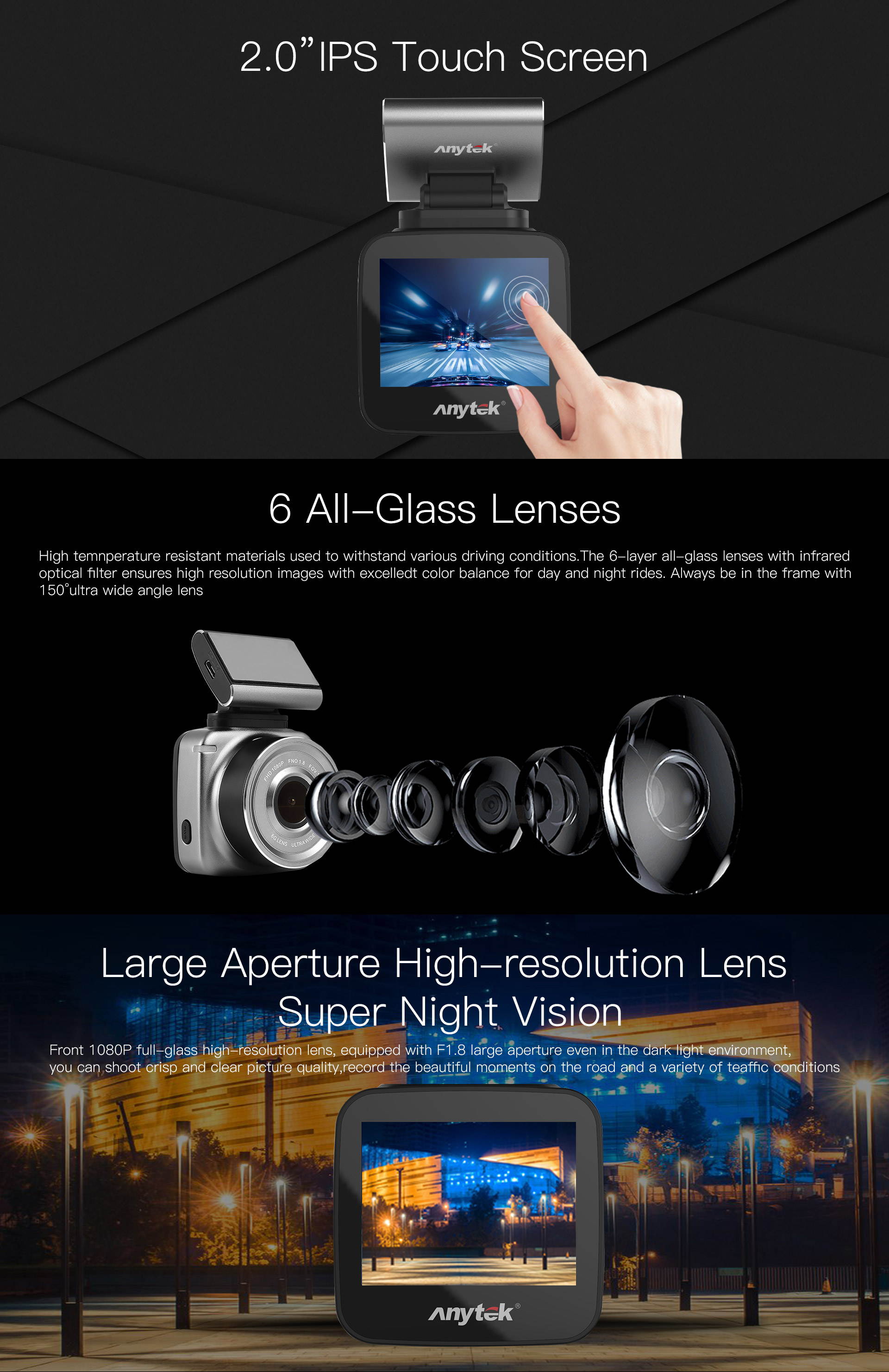 Q2 Back-pull Car DVR Camera 1080p HD Dash Cam Recorder 150 Degree Wide-angle Main Lens Car DVR