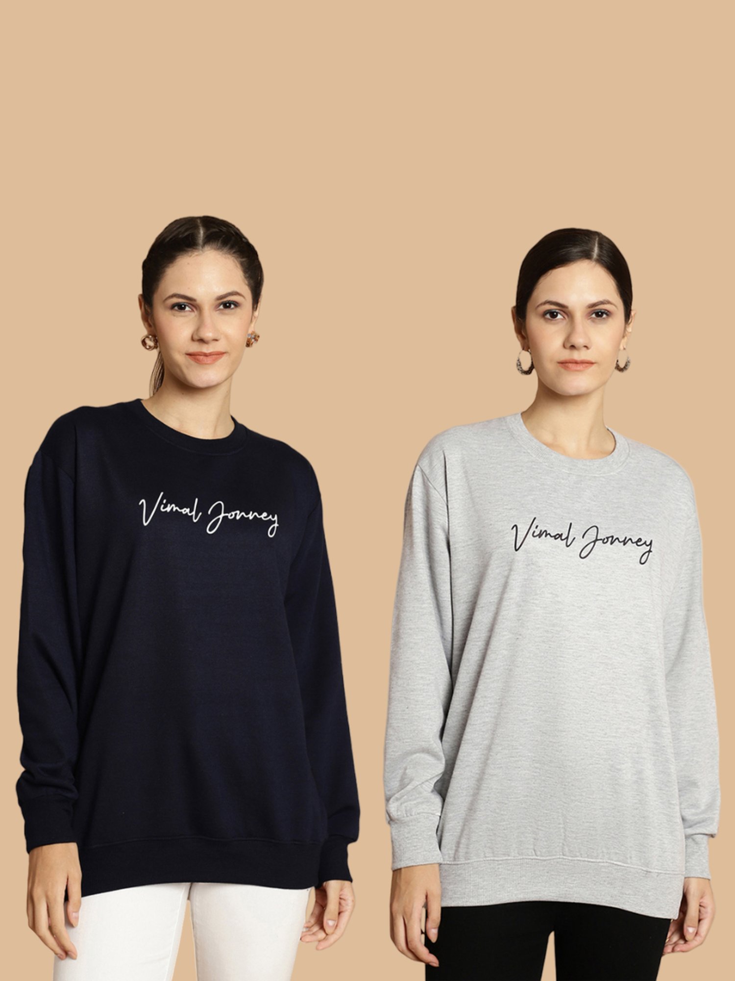 Vimal Jonney Navy & Grey Printed Sweatshirt - Pack Of 2