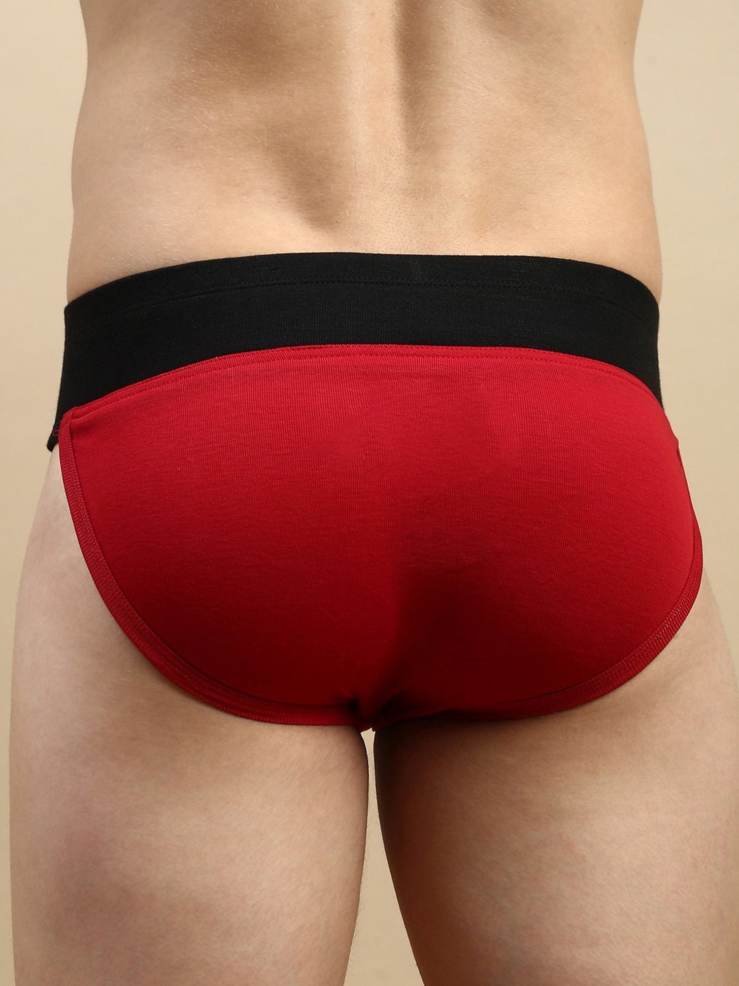 Zoiro Grey Jaspe & Chinese Red Regular Fit Colour Block Briefs - Pack Of 2