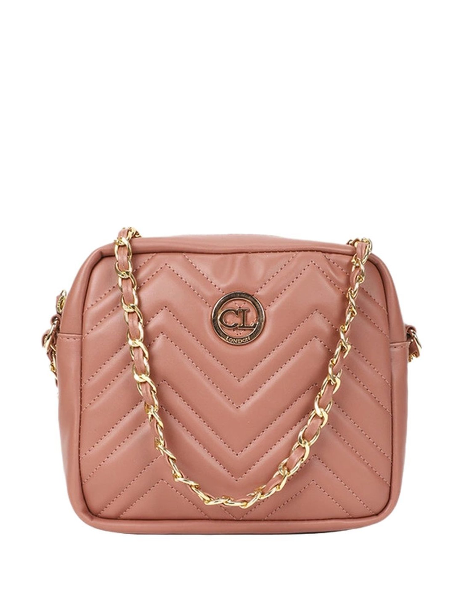 Carlton London Pink Quilted Medium Sling Handbag