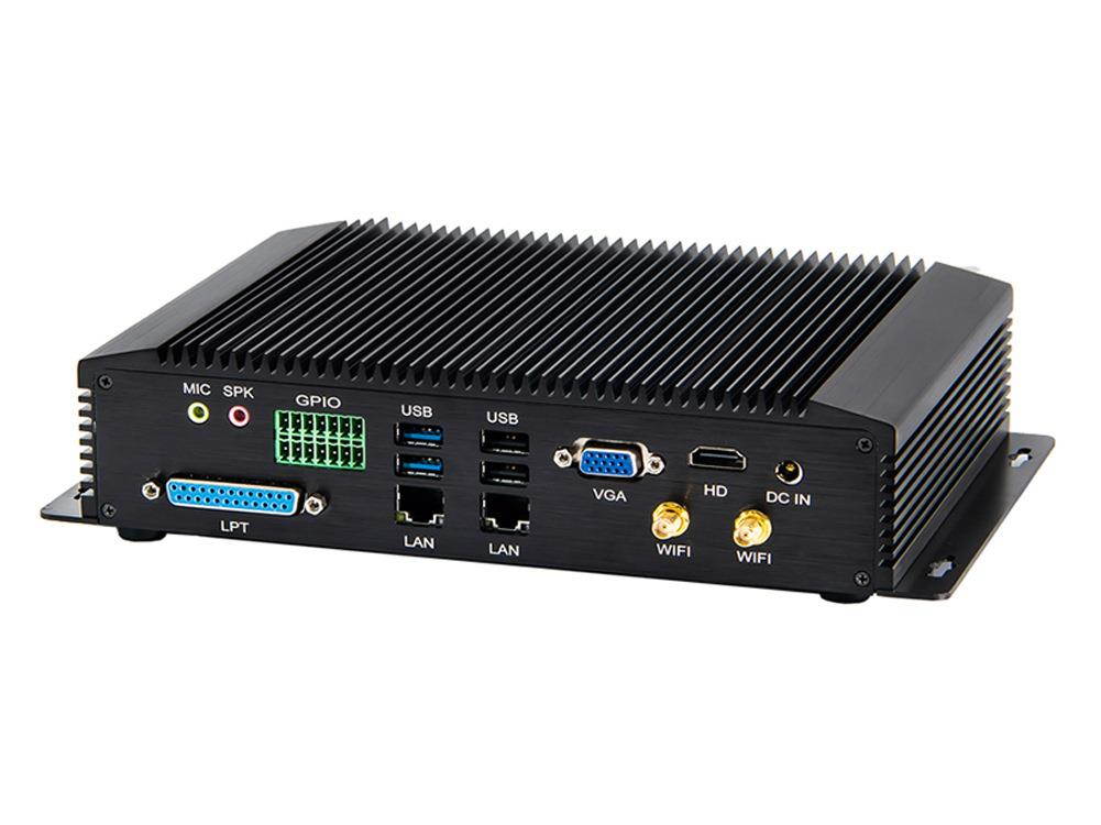 Partaker Fanless Industrial PC,Mini Desktop Computer with Intel Core i7 8550U Quad Core CPU, 4GB Ram 128GB SSD,6xCOM, 4xUSB 3.0, 4xUSB 2.0, 2xLAN, GPIO, LPT, HD Port, VGA, Wi-Fi, PS/2,Windows 10 Pro