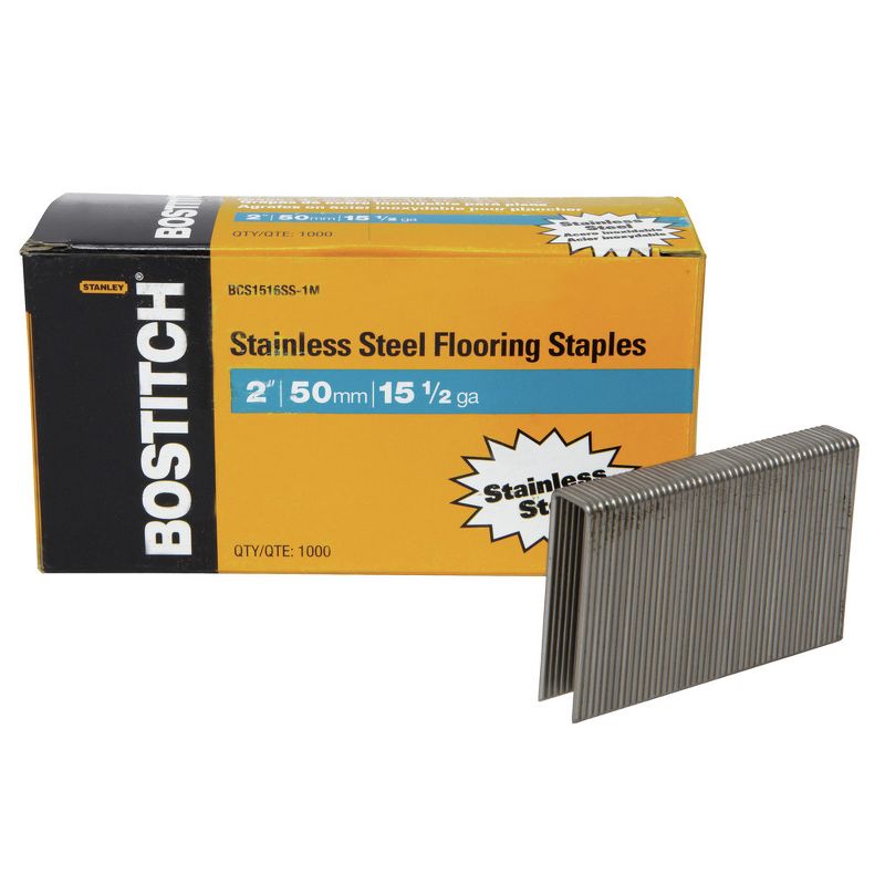 Bostitch BCS1516SS-1M 15.5-Gauge 2 in. x 1/2 in. Crown Hardwood Flooring Staples (1,000-Pack)