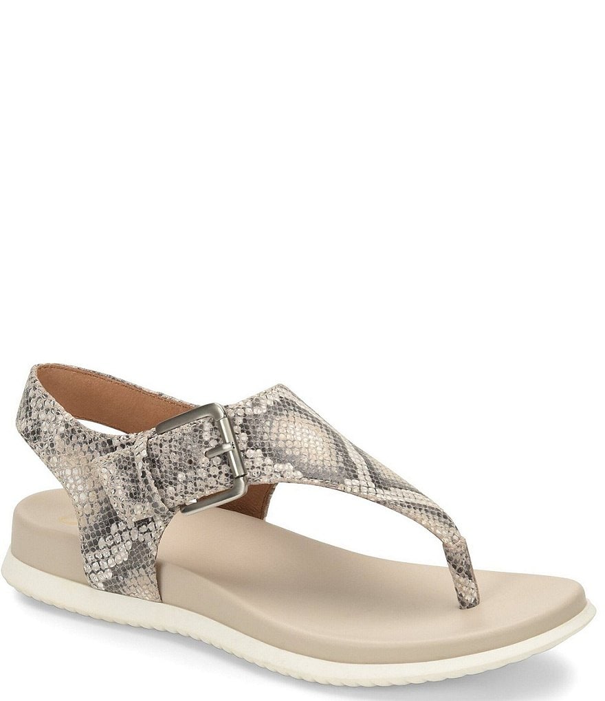 Sofft Farlyn Snake Print Leather T-Strap Sandals