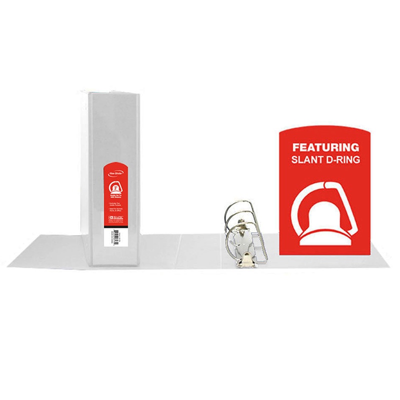 Bazic 3175 Slant-D Ring View Binder with 2-Pockets, White - 3 in.