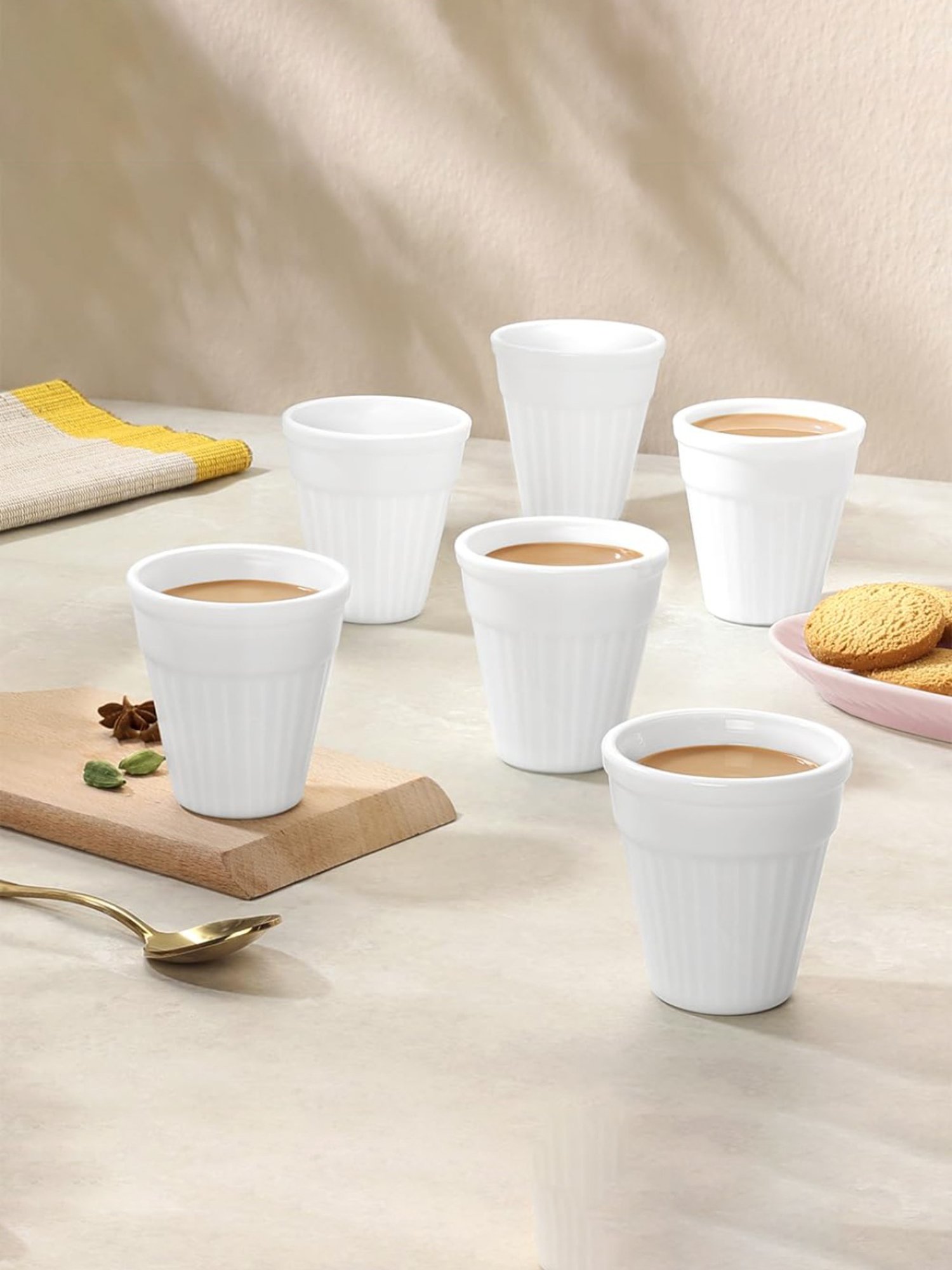 Larah by Borosil White Ceramic Opalware Mug - Set of 6 200ml