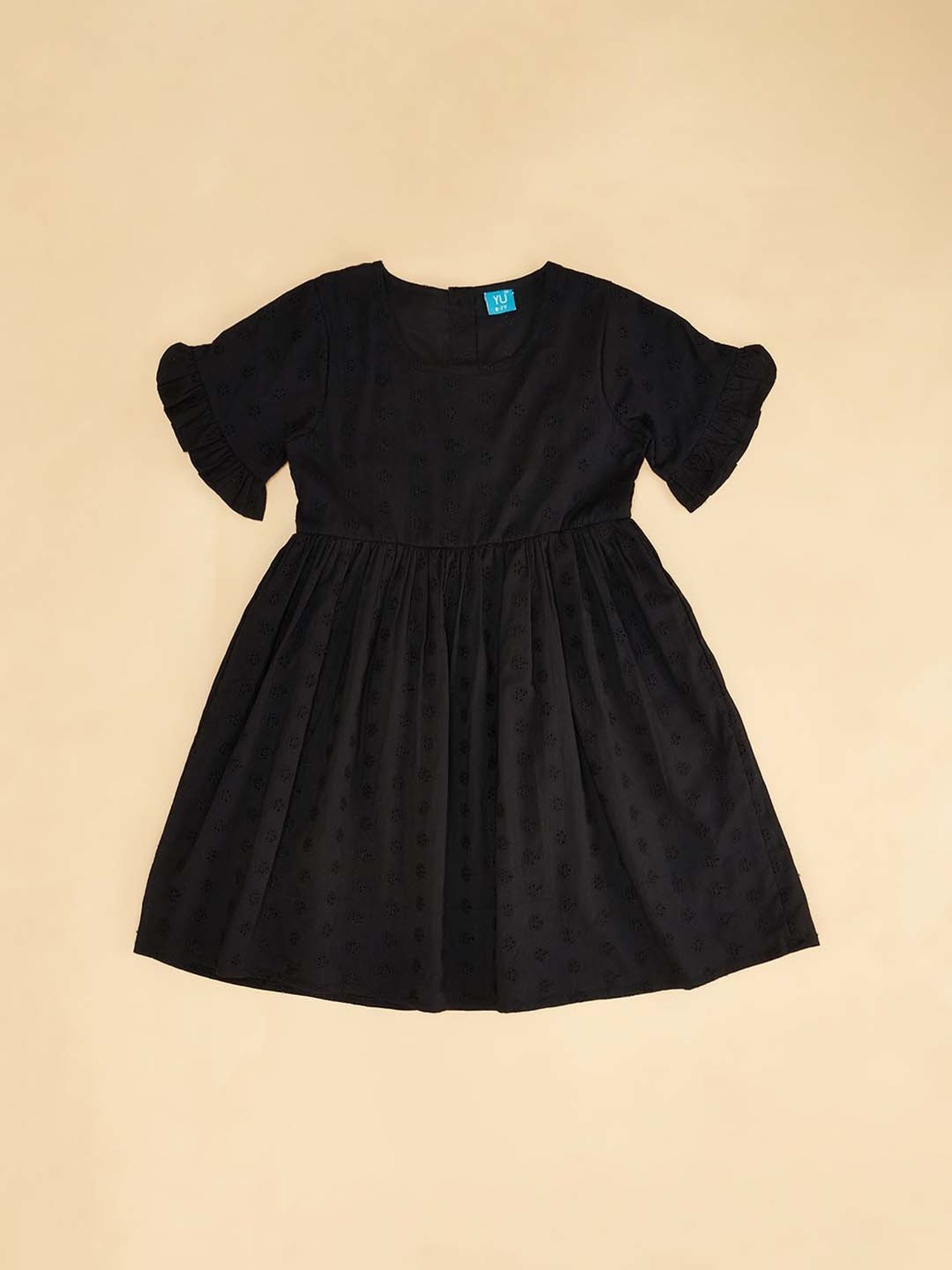 YU by Pantaloons Kids Black Cotton Flared Fit Dress