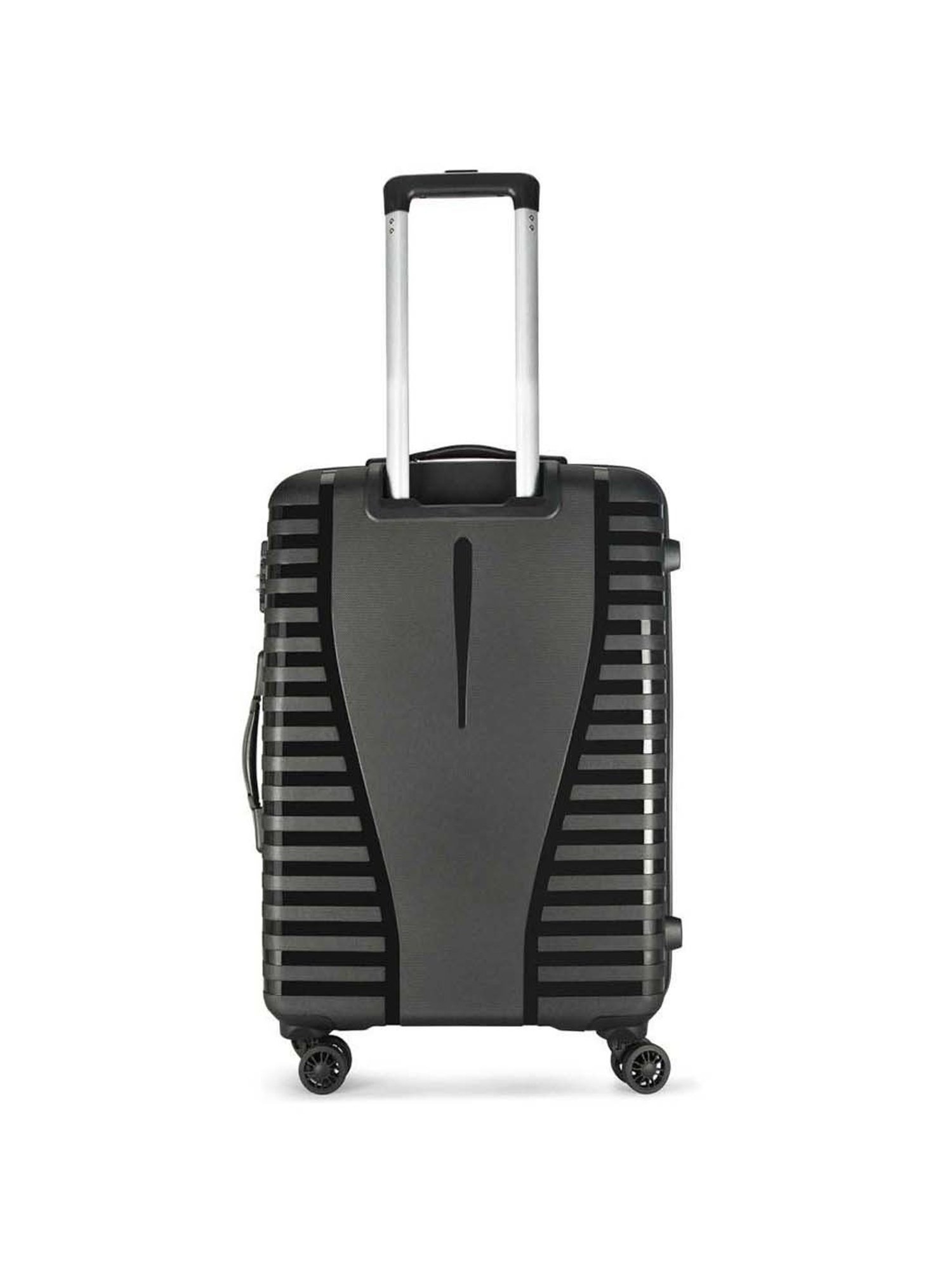 Aristocrat Quest Jet Black Textured Hard Medium Trolley Bag - 47 cm