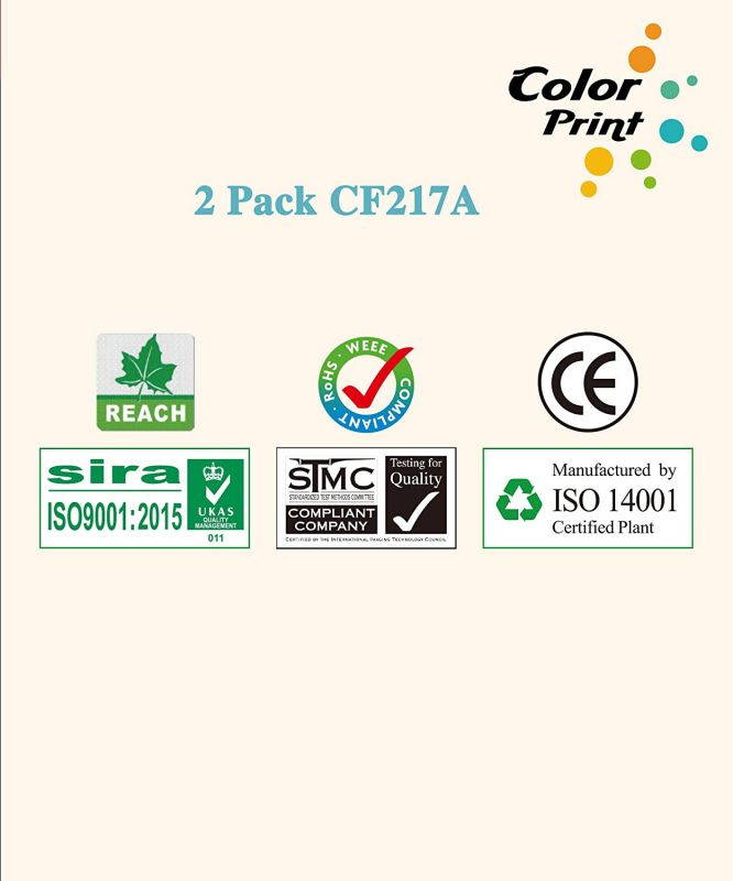 2-Pack ColorPrint Compatible CF217A Toner Cartridge Replacement for 17A 217A 19A CF219A Work with Laserjet Pro M102 M130 Series M102w M102a MFP M130fn M130nw M130fw M130a Printer (Black)