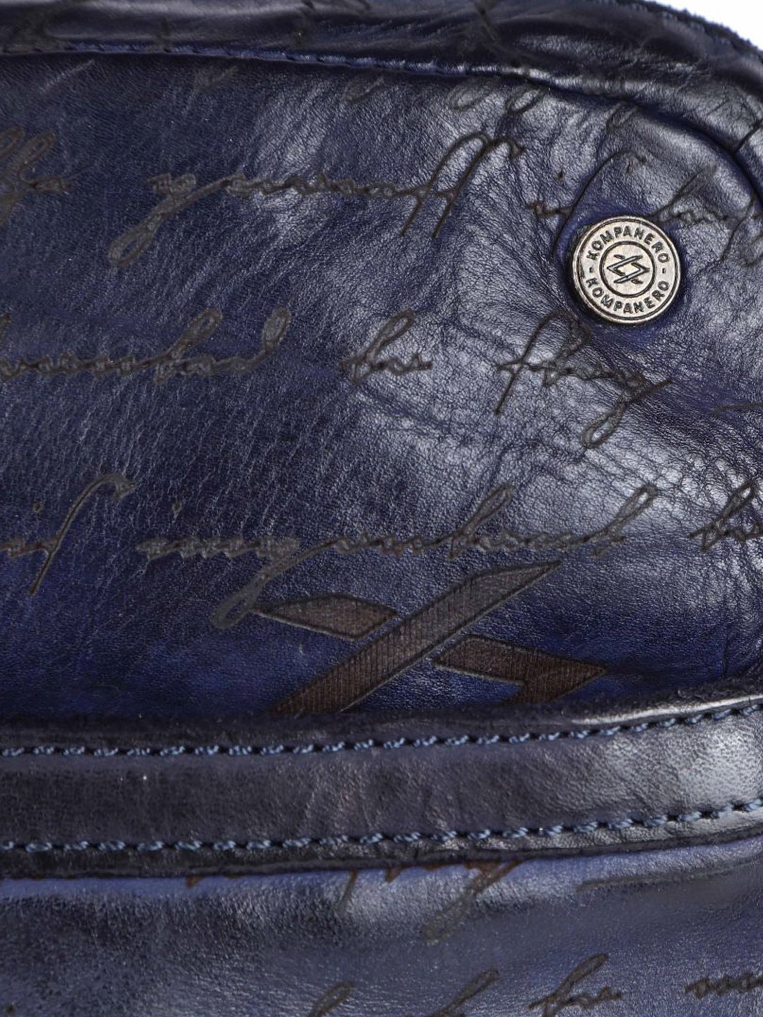 KOMPANERO Maverick Blue Leather Printed Cross Body Bag