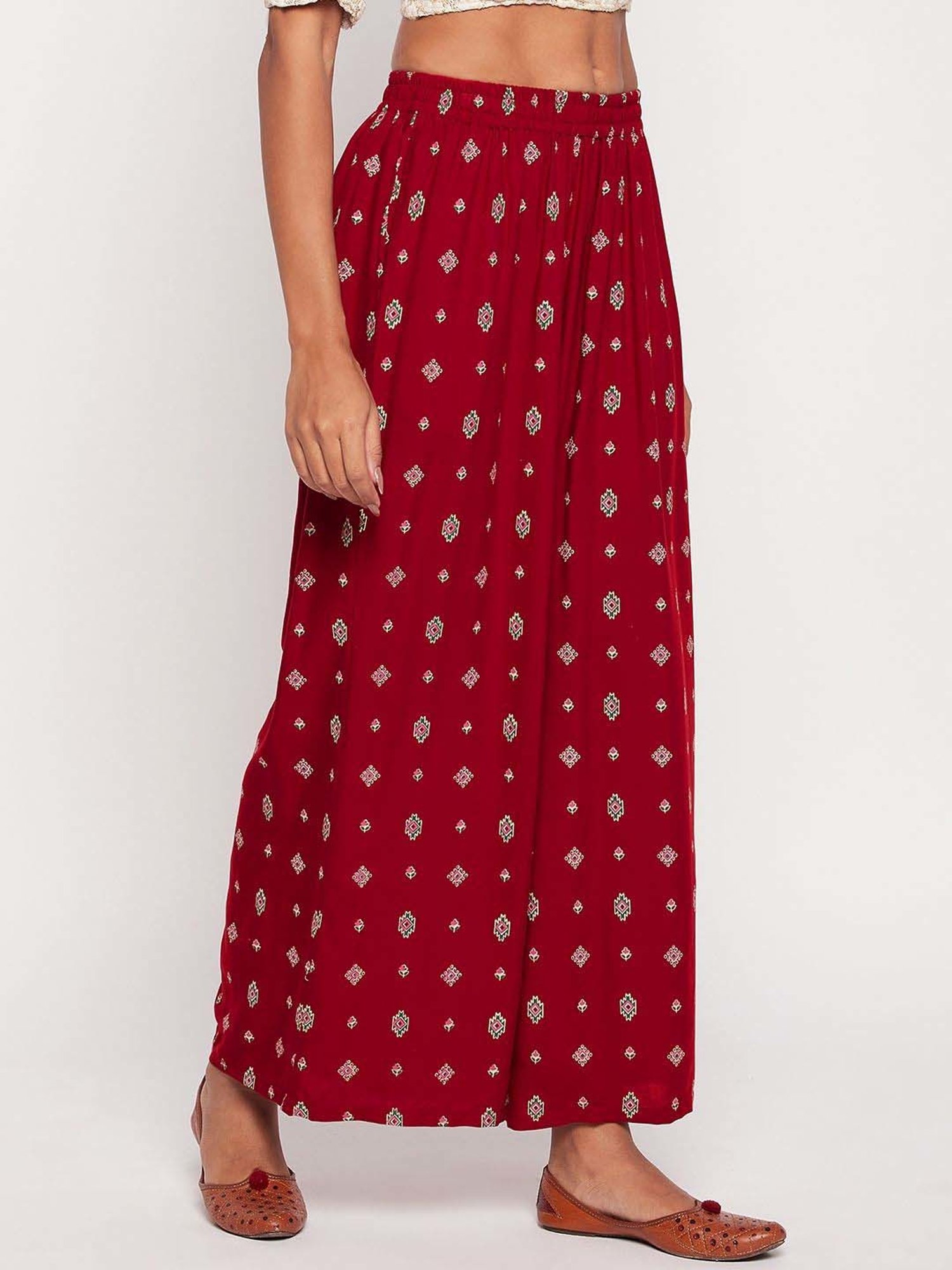 Castle Maroon Printed Palazzos