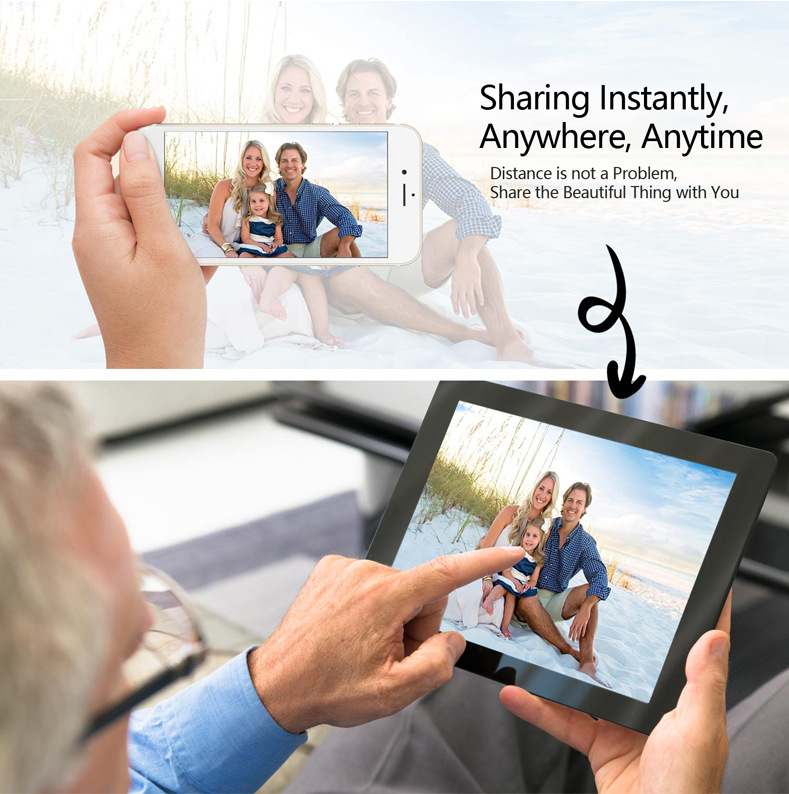 TakeIt WiFi Digital Picture Frame 10.1 inch Digital Photo Video Cloud Frame 16GB HD 1080P 800x1280 IPS LCD Touch Screen Auto-Rotate Adjustable Brightness Black