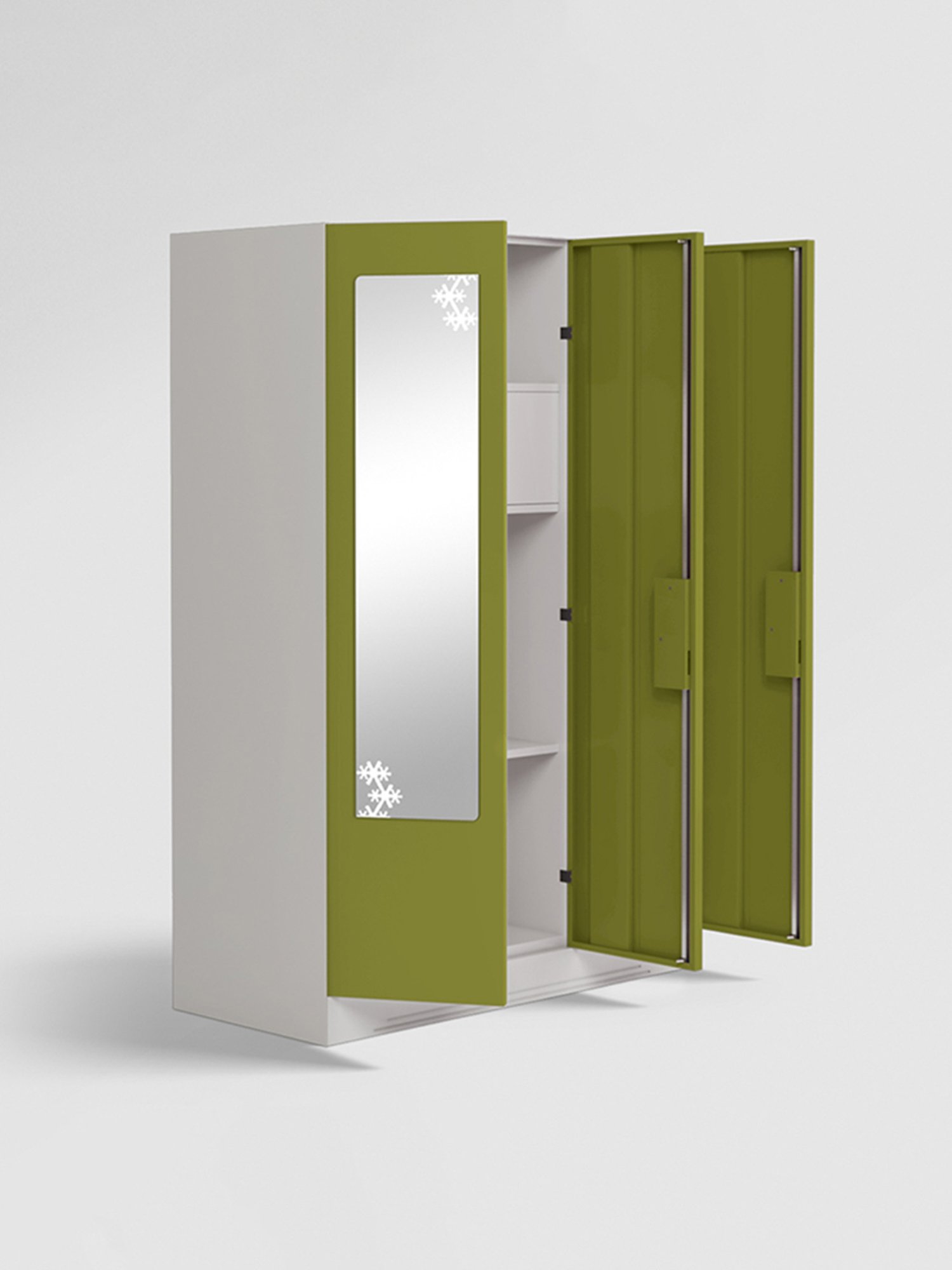 Godrej Interio Slimline 3-Door Steel Almirah, Tex Green Leaf (1-Year Warranty, 1 Locker)