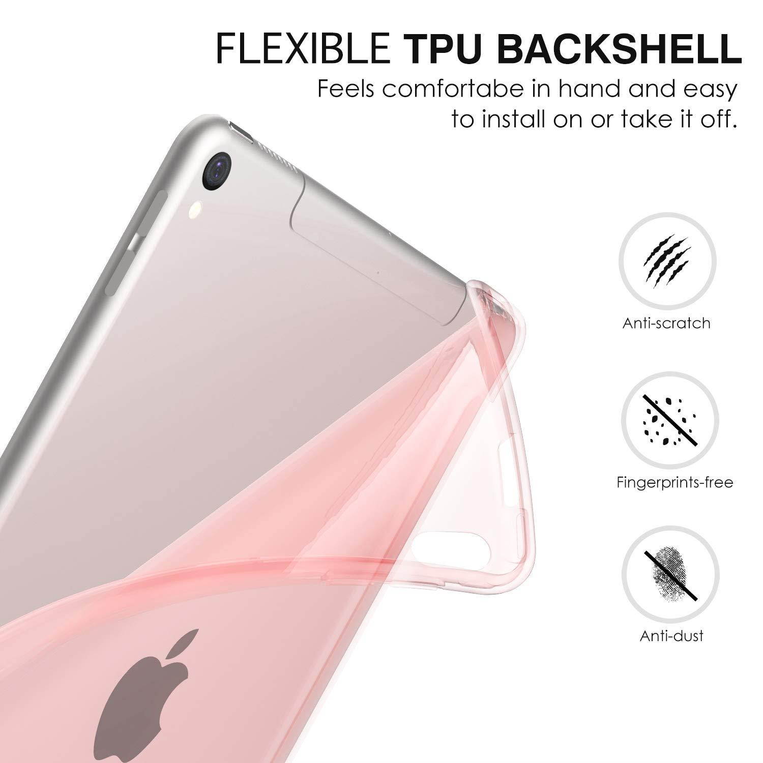 MoKo Case Fit New iPad Air (3rd Generation) 10.5" 2019/iPad Pro 10.5 2017, Slim Smart Shell Stand Folio Case with Soft TPU Translucent Frosted Back Cover Auto Wake/Sleep - Rose Gold