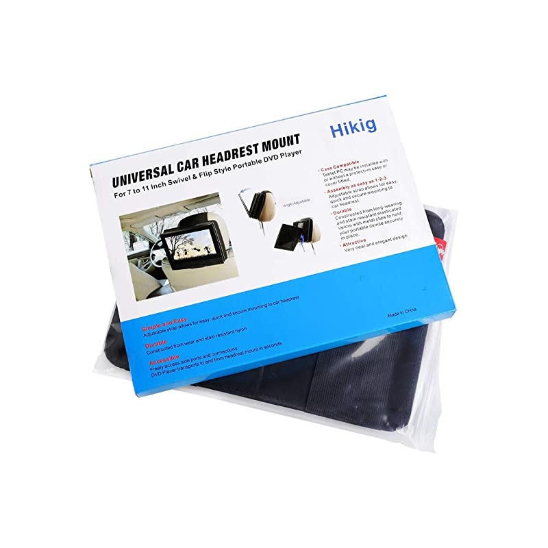 Portable DVD Player headrest Mount for Swivel and flip Style Portable DVD Player from 7 to 11 inch - Black