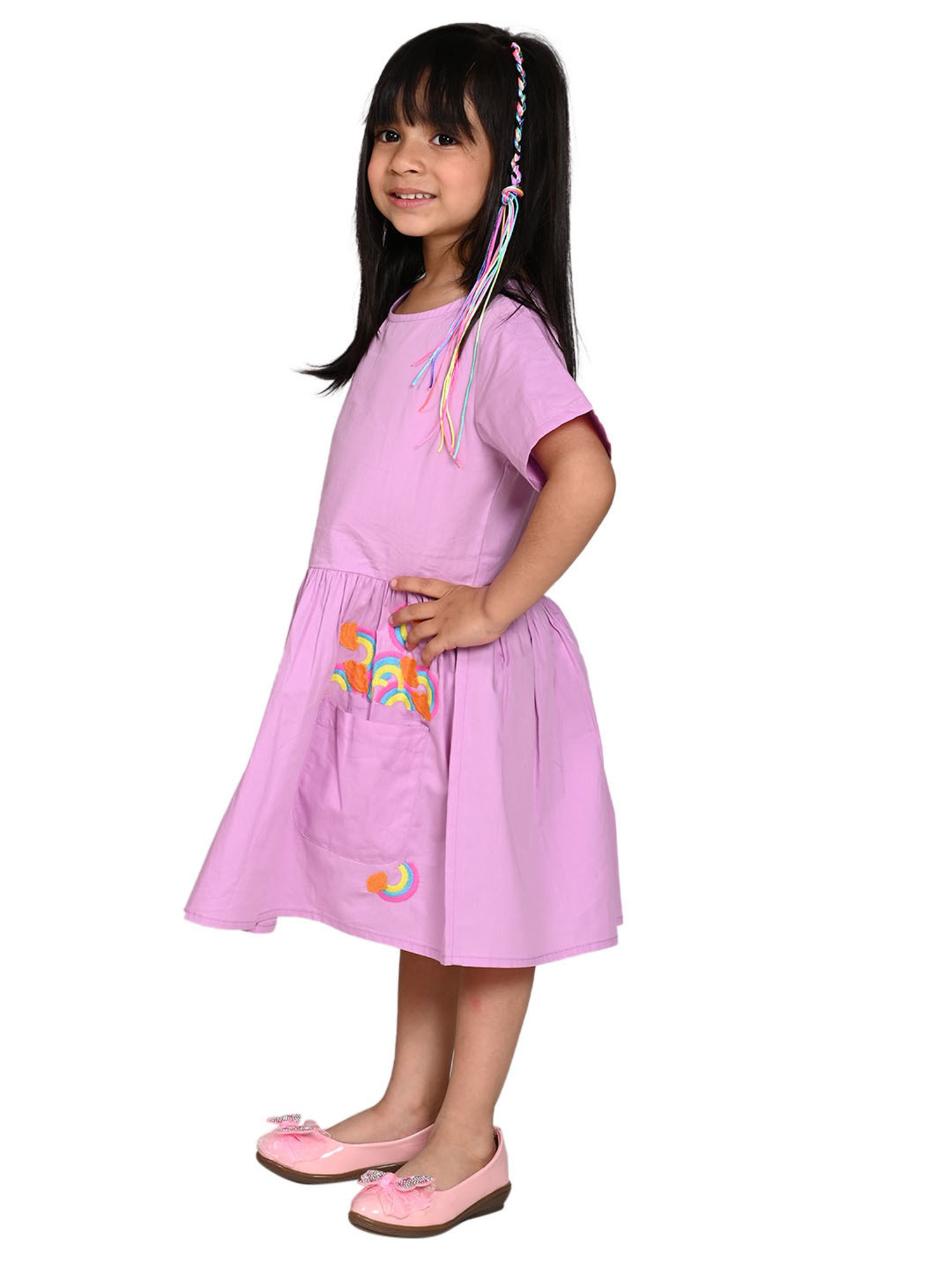 LilPicks Kids Lavender Solid Dress