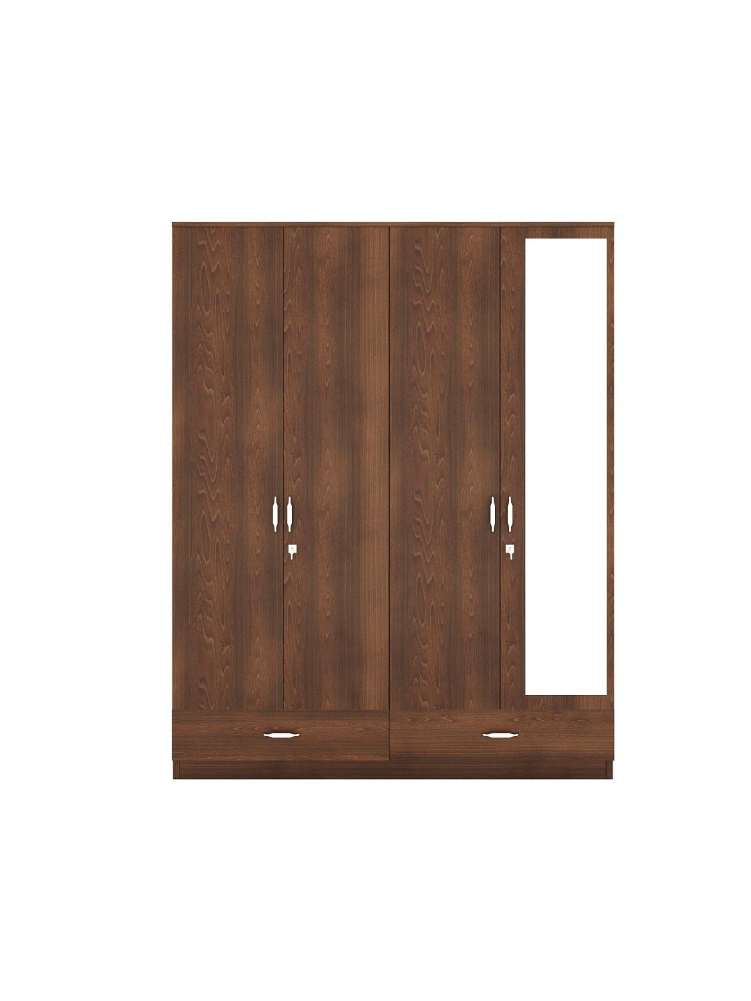 Nilkamal Mozart Walnut Engineered Wood 4 Door Wardrobe