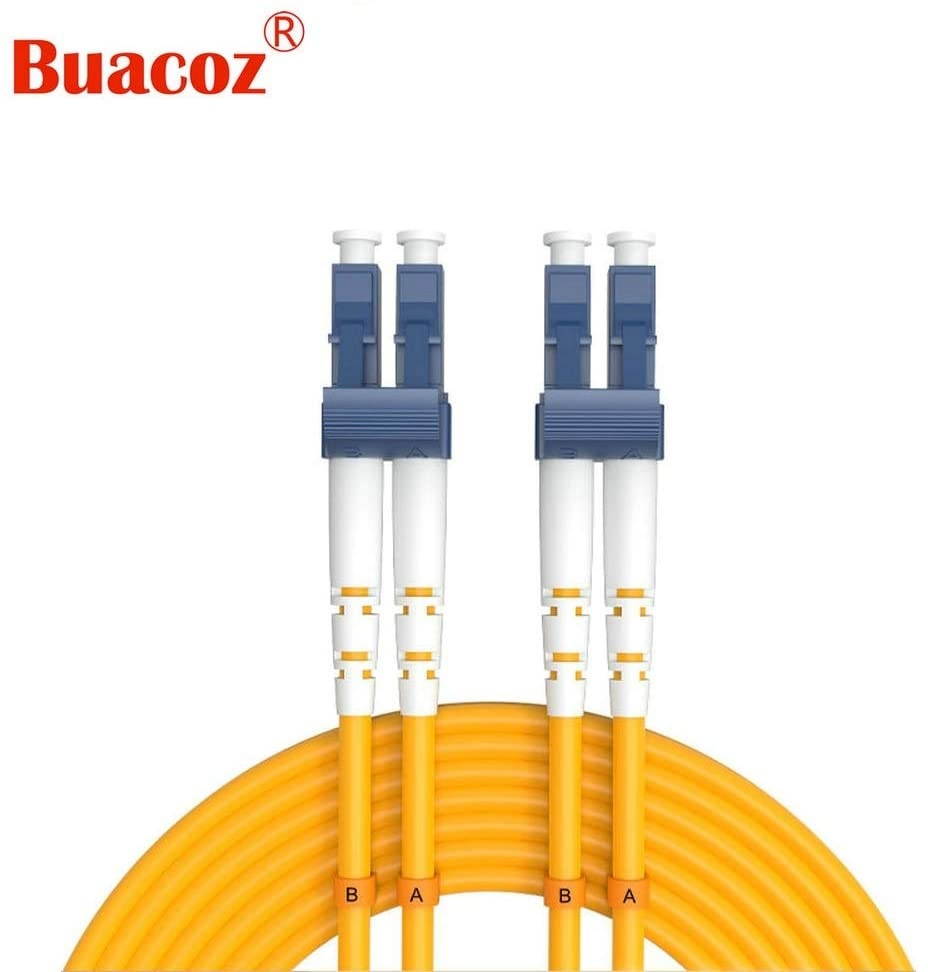 Buacoz 6Meters 20ft LC/UPC-LC/UPC Single-Mode Fiber Optic Cable LC to LC OS2 Jumper Optical Patch Cord Duplex 9/125um Yellow LC-LC