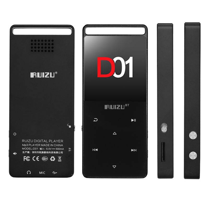 RUIZU D01 HiFi MP3 Player 4G/8G 1.8 inches Touch Button Voice Recorder FM E-Book Clock Video Pedometer USB BT Metal MP3 Music Player