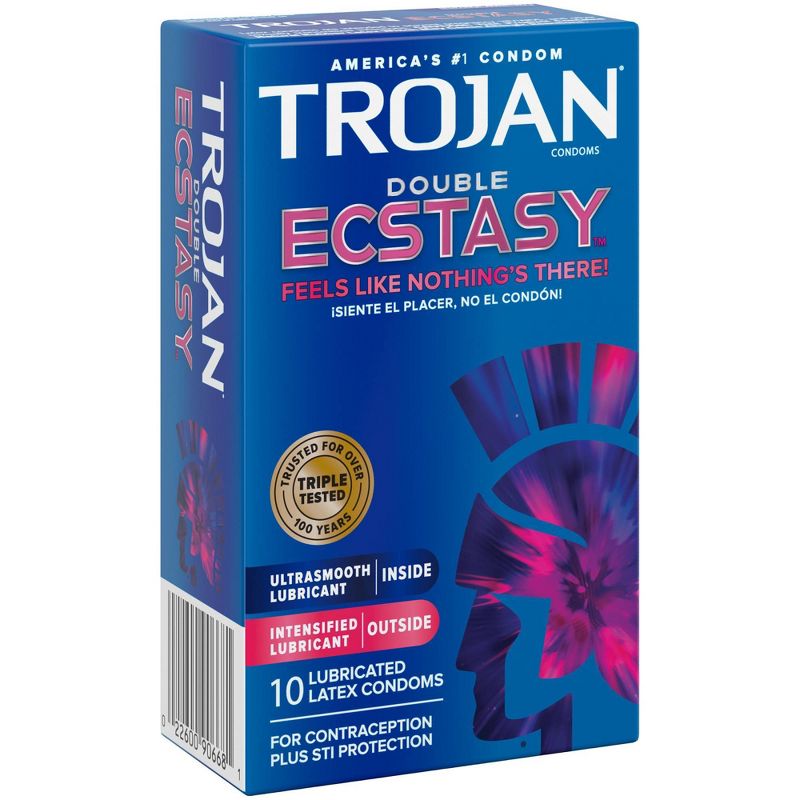Trojan Double Ecstasy Lubricated Condoms - 10ct