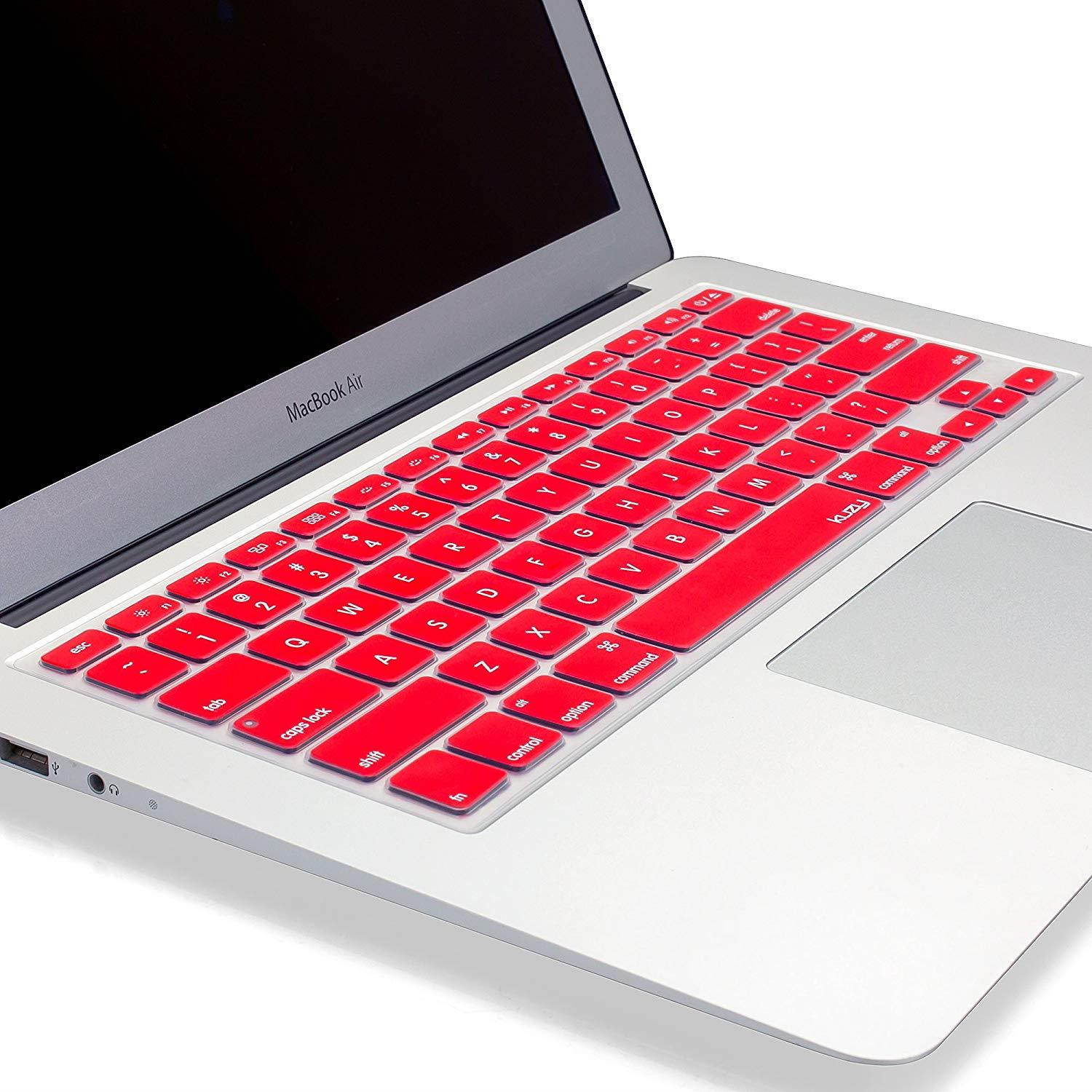 Kuzy RED Keyboard Cover Silicone Skin for MacBook Pro 13" 15" 17" (with or w/out Retina Display) iMac and MacBook Air 13" - Red