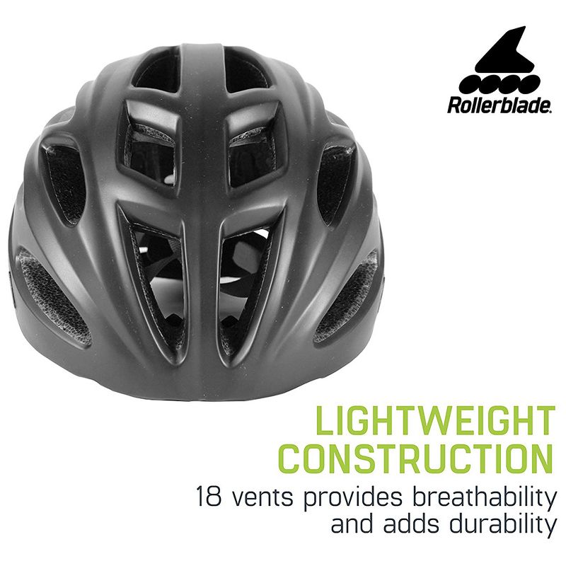 Rollerblade USA 069H0210100-L Heavy Duty Lightweight Unisex Skate Helmet with 18 Vents Large, Black