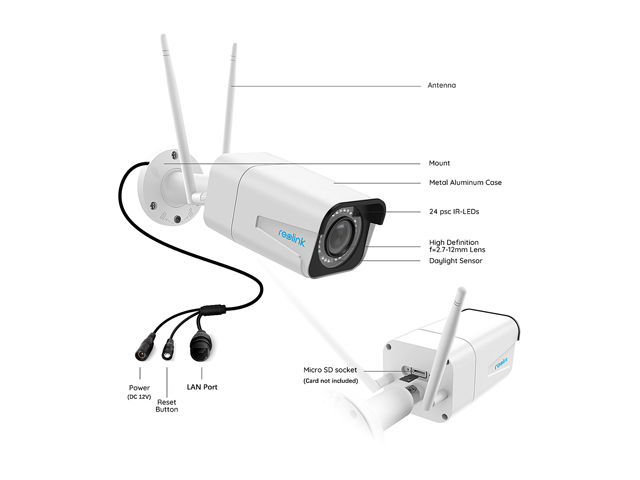 Reolink 5MP Wireless Security IP Camera, 2.4/5GHz WiFi, 4X Optical Zoom, Motion Detection, 100ft Night Vision RLC-511W