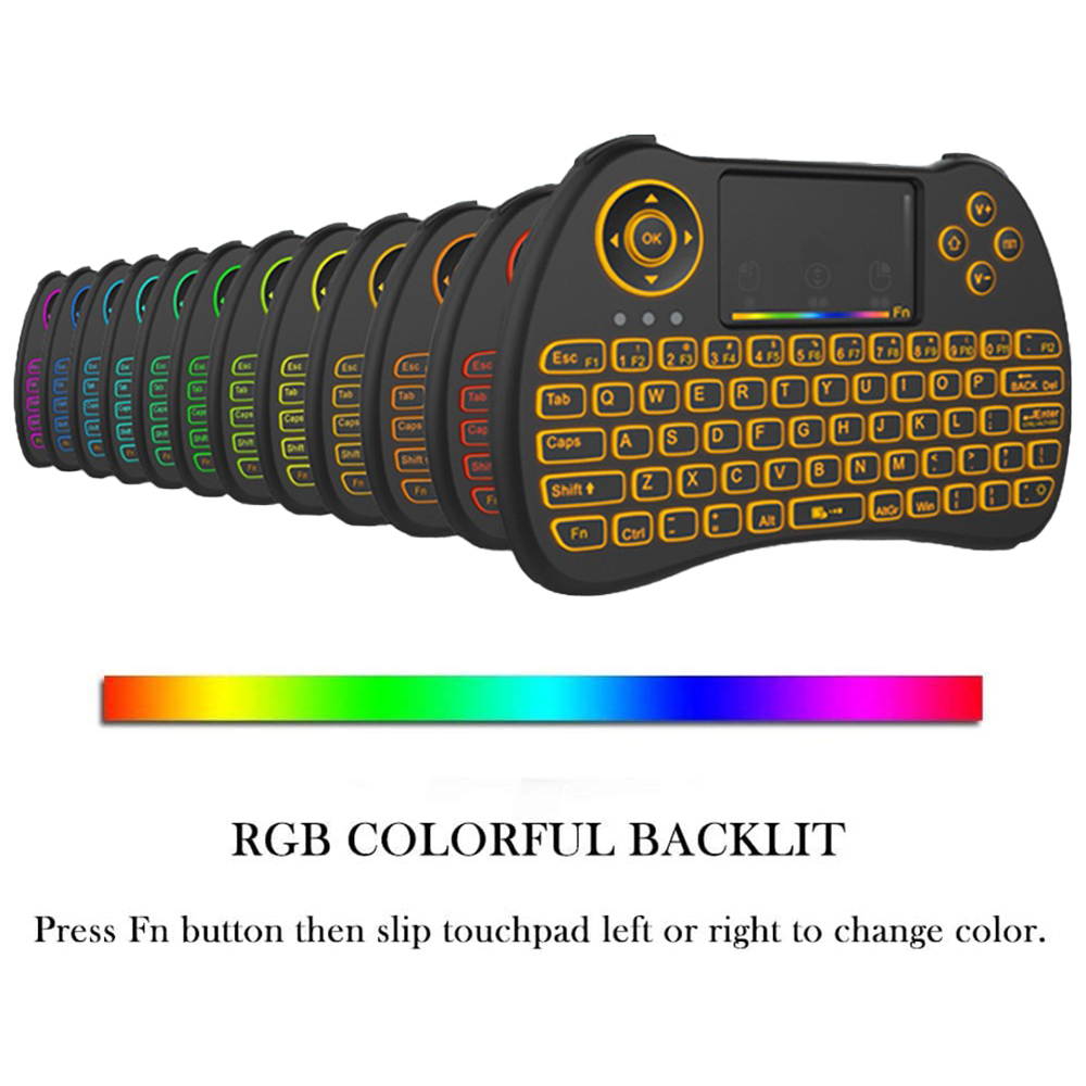 H9 Wireless Mini Keyboard with Touchpad Mouse, RGB Colorful Backlit RGB, 2.4G Remote with Mouse Touchpad Combos, Rechargeable Handheld Remote for PC, Pad, Xbox, Android TV Boxes, KODI, iptv, and More
