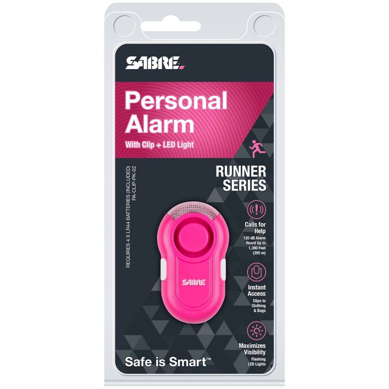 Sabre Personal Alarm with LED Light - Pink