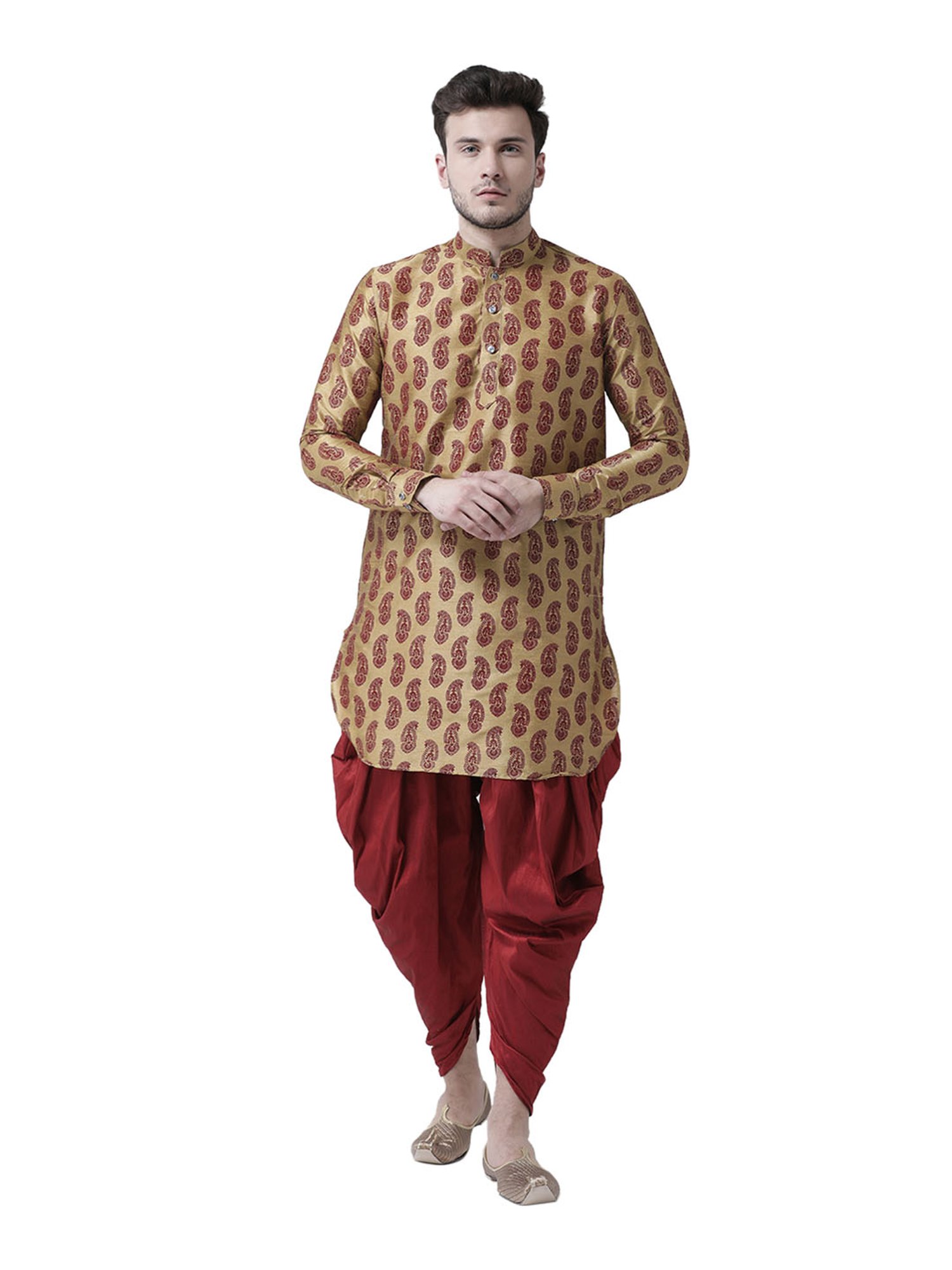 Deyann Brown & Red Full Sleeves Kurta Set