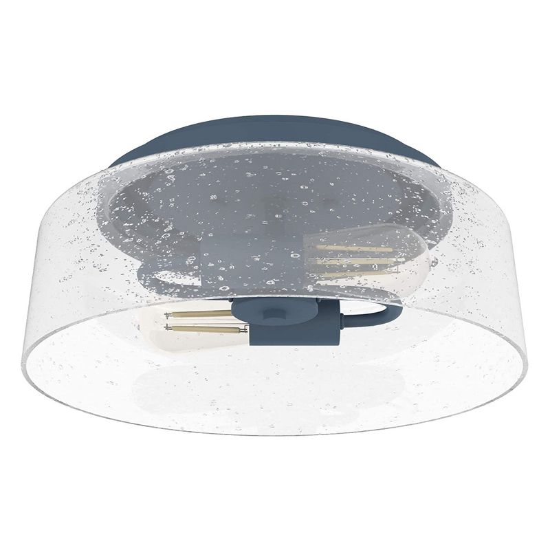 Hunter Fan Company 19015 Hartland 2 Bulb Timeless Art Deco Style Flush Mount Hanging Indoor Light Fixture with Indigo Blue Finish