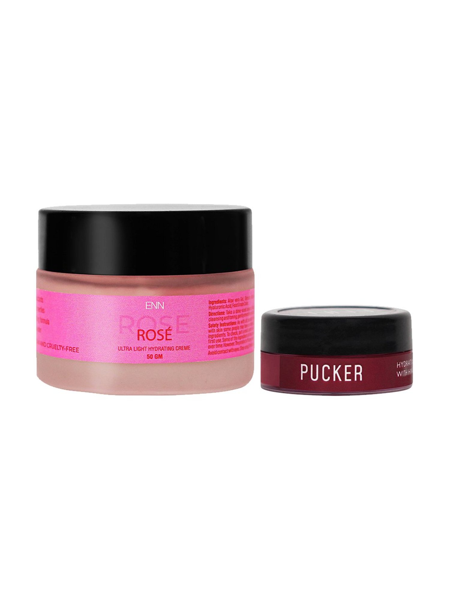 ENN Pucker Lip Balm Mini & Rose Ultra Light Hydrating Creme Combo Kit
