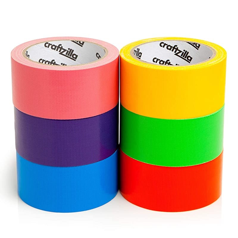 Rainbow Colored Duct Tape &mdash; 6 Bright Colors &mdash; 15 Yards x 2 Inch &mdash; No Residue, Tear by Hand & Waterproof &mdash; Great for Arts & Crafts, Color-Coding, and DIY Projects