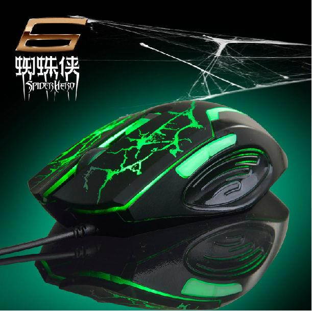 Ajazz 8D 2400DPI The Spider Hero 6 Green Led 6 Buttons Optical Usb Gaming Mouse