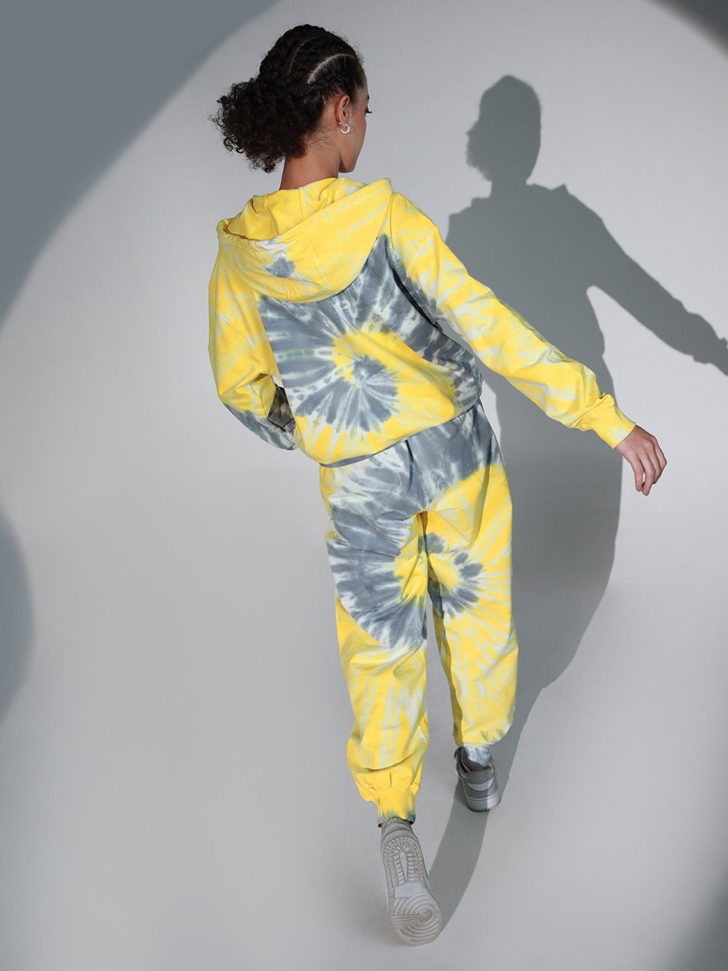 Hubberholme Yellow & Grey Cotton Tie- Dye Co-Ord Set