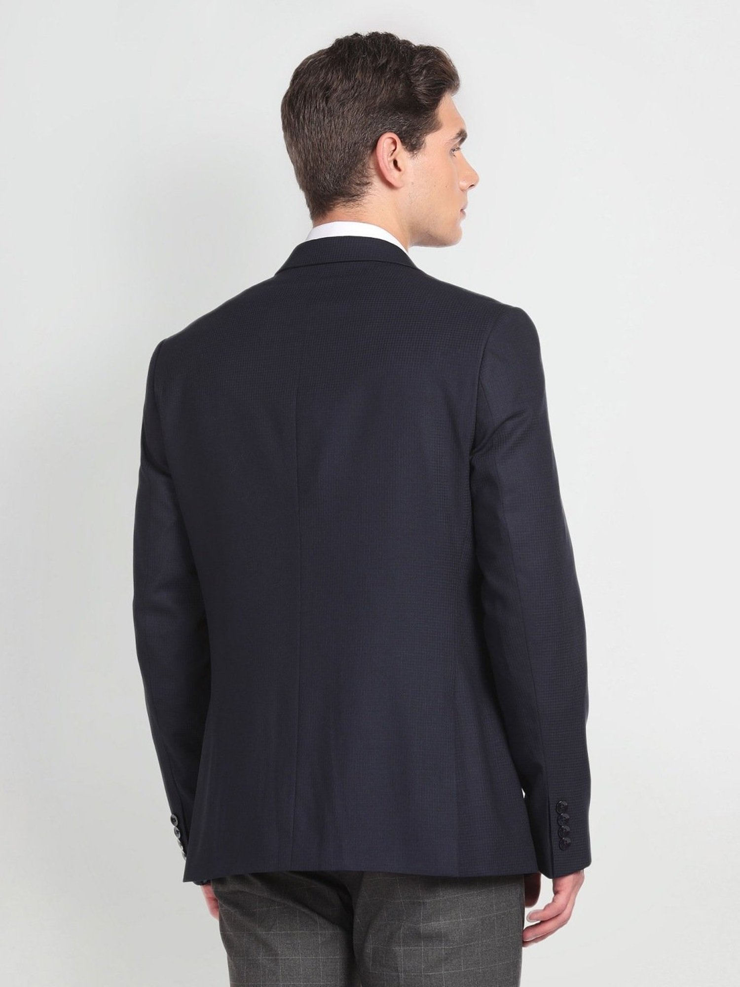 Arrow Blue Regular Fit Self Pattern Blazer