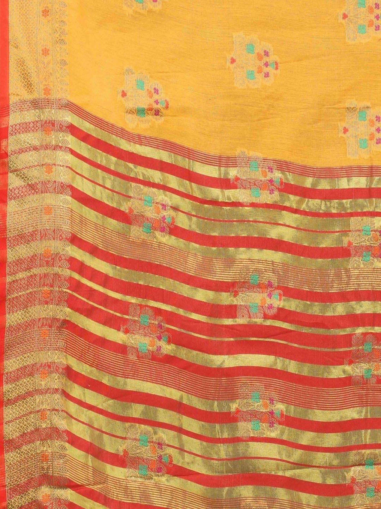 Silk Land Mustard Woven Saree With Unstitched Blouse