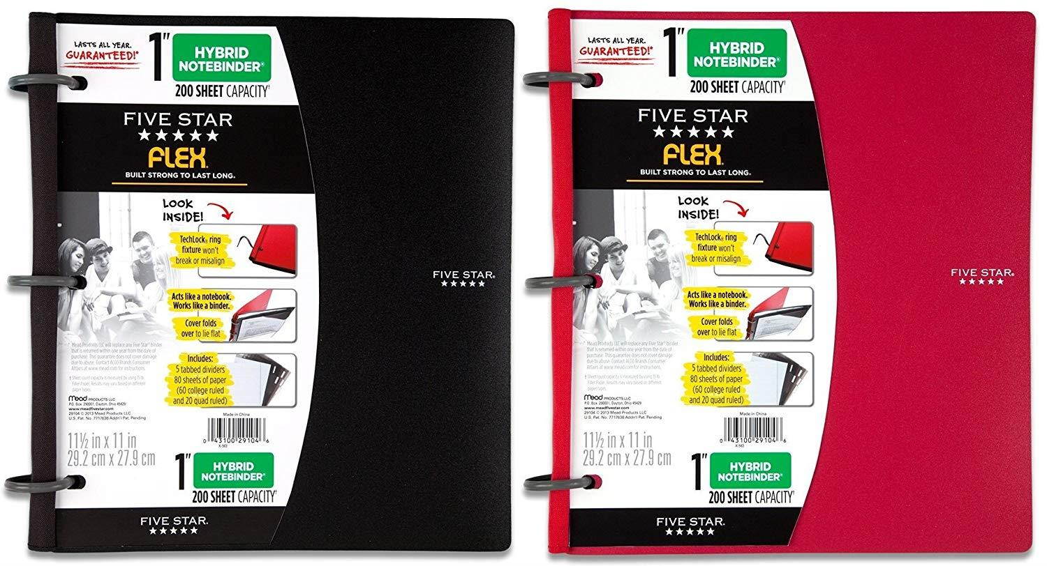 Five Star Flex Hybrid NoteBinder, 1 Inch, Color Will Vary (29104) Pack of 2