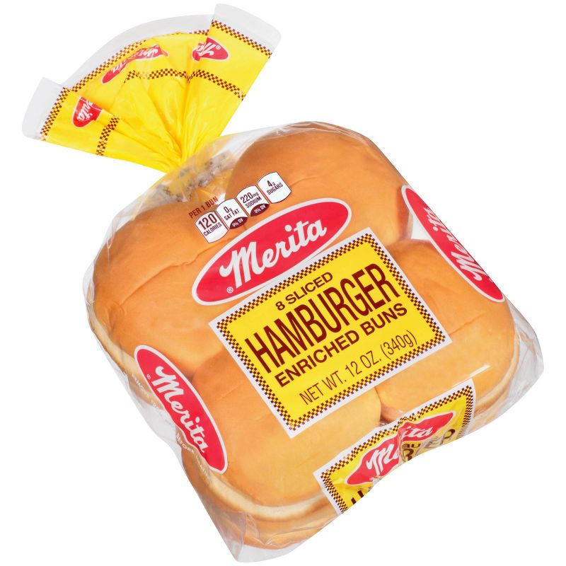 Merita White Hamburger Buns 8ct 12oz