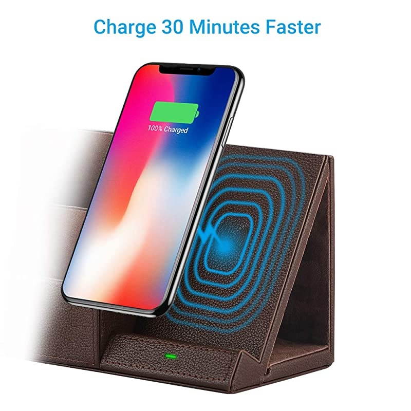 Wireless Charger Desk Organizer Wireless Charging Station for iPhone 11 Pro X XS MAX XR 8 Plus and Samsung S7 Edge S8 S9 Plus Note 8 9and More Desk Storage Caddy Pen Pad Holder