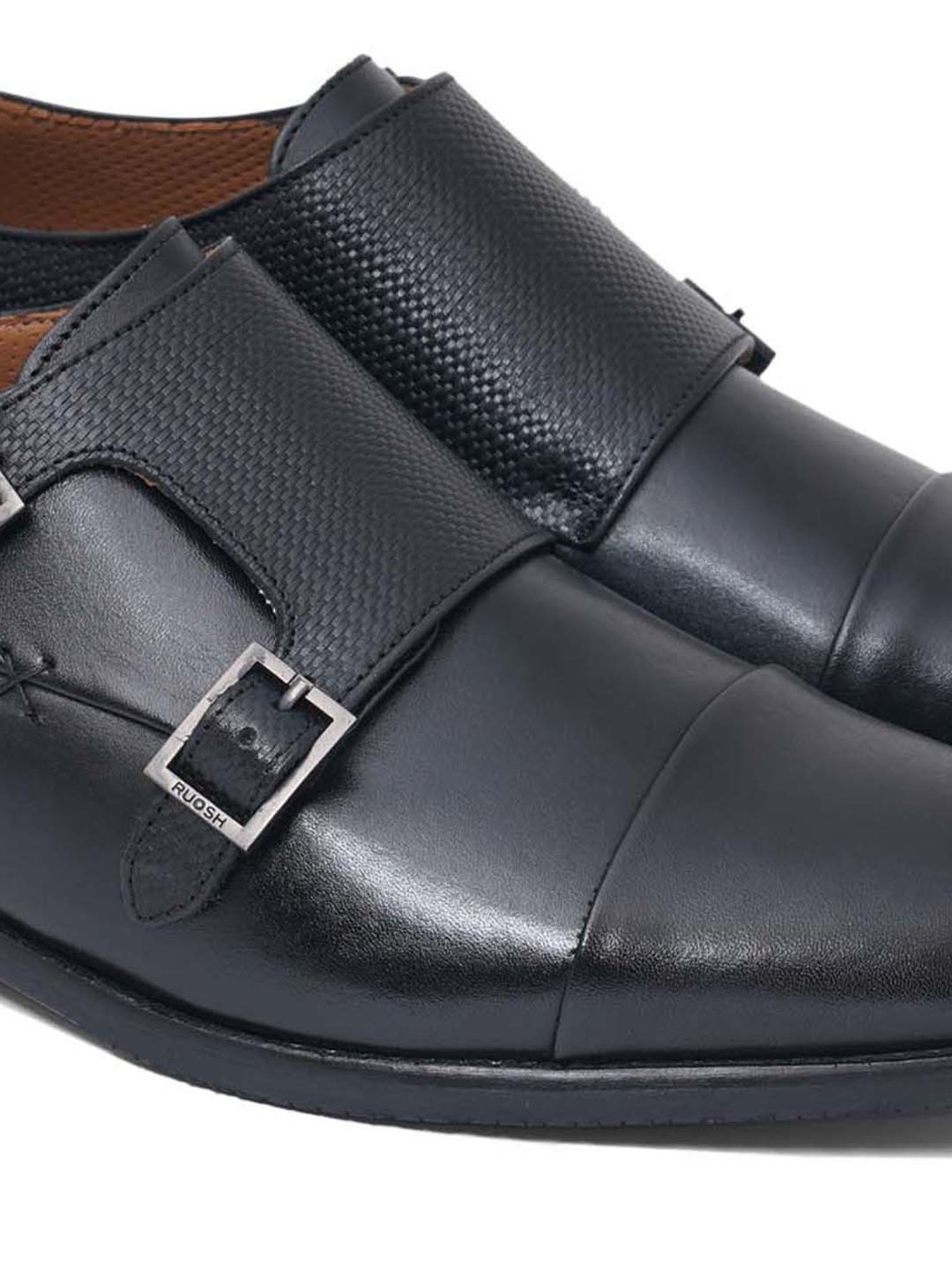 Ruosh Men's Colombo Black Monk Shoes