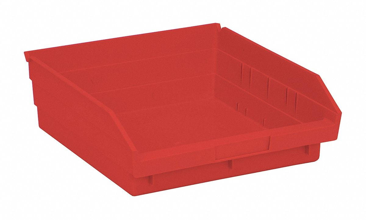 QUANTUM STORAGE SYSTEMS QSB109RD Red Shelf Bin, 11-5/8"L x 11-1/8"W x 4"H