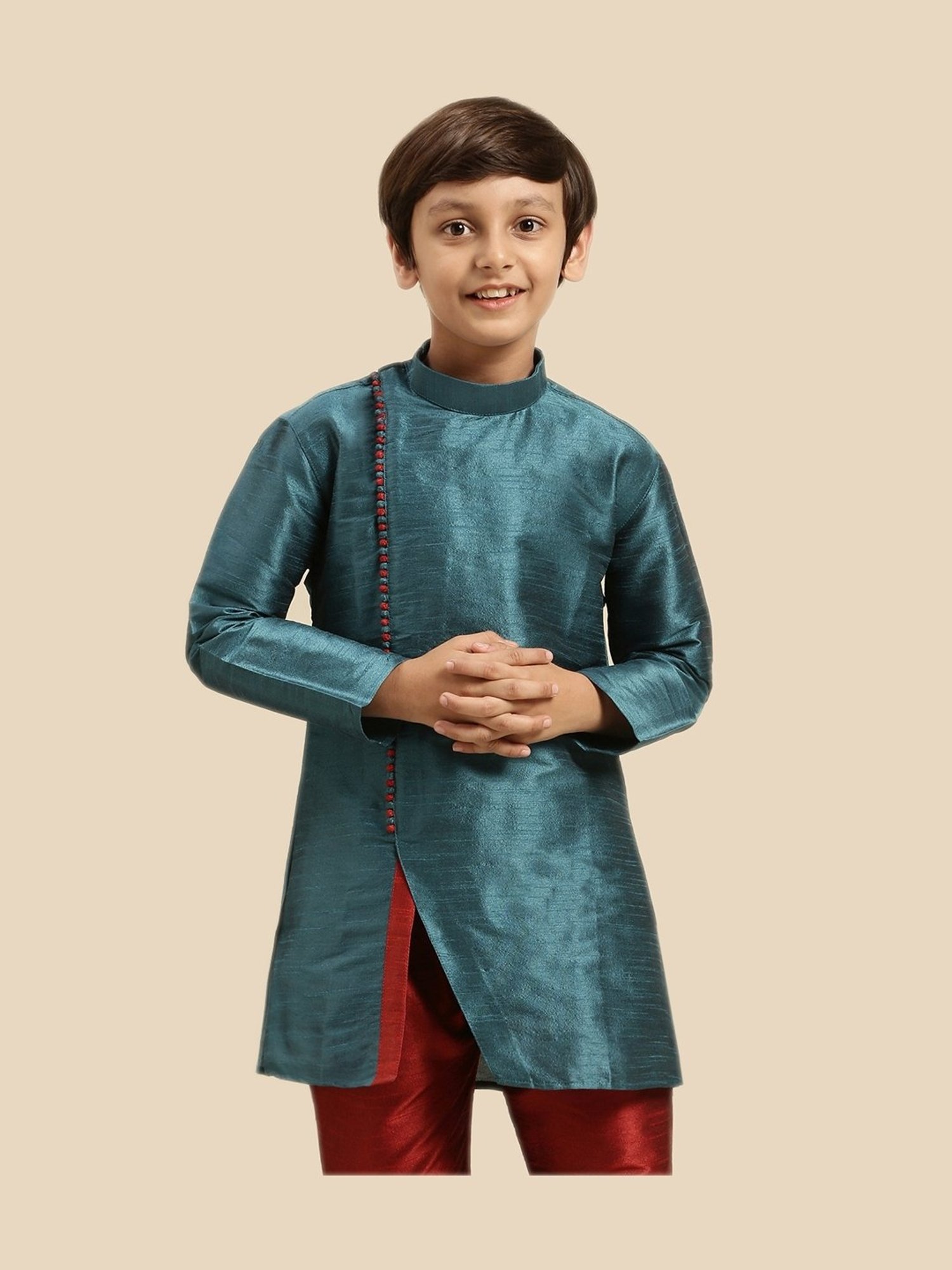 TABARD Kids Red Printed Full Sleeves Kurta