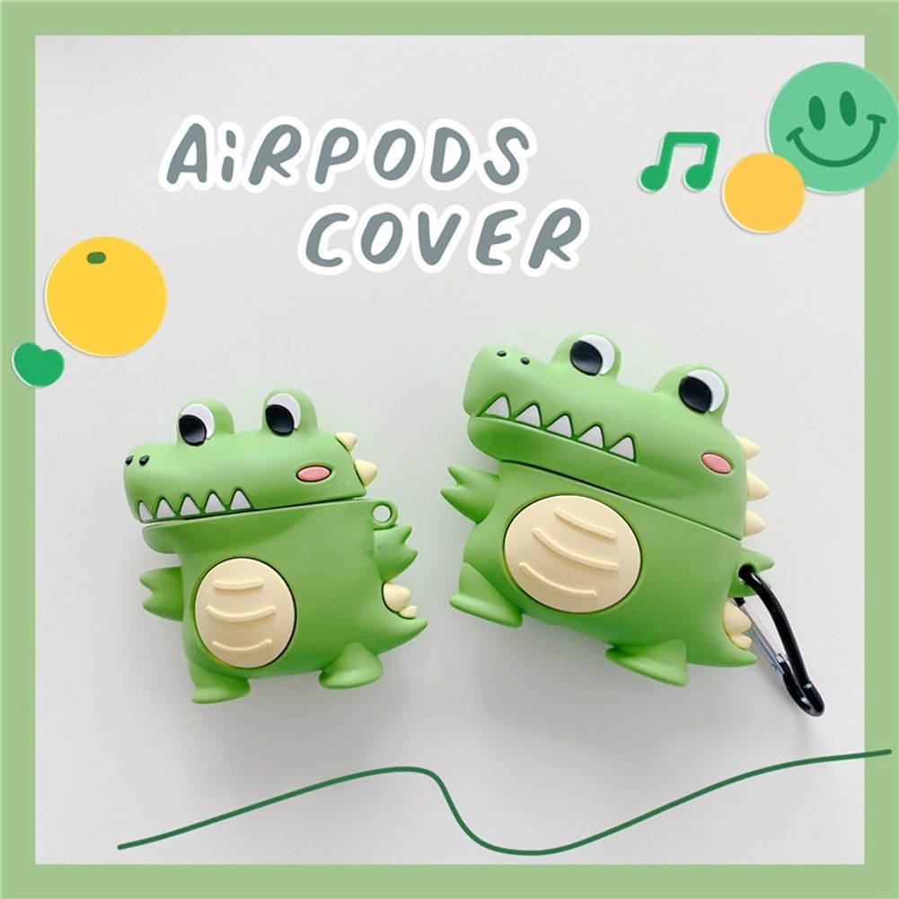Cartoon Little Crocodile Headphone Case for AirPods 3 Generation, Cute and Funny Headset Case with Hook,Universal Shock Proof,Scratch Proof