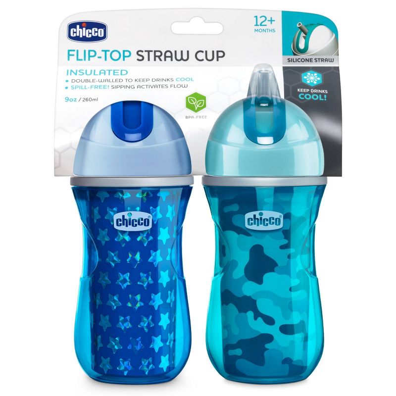 Chicco Insulated Flip-Top Straw Cup - 9oz 12m+ Blue