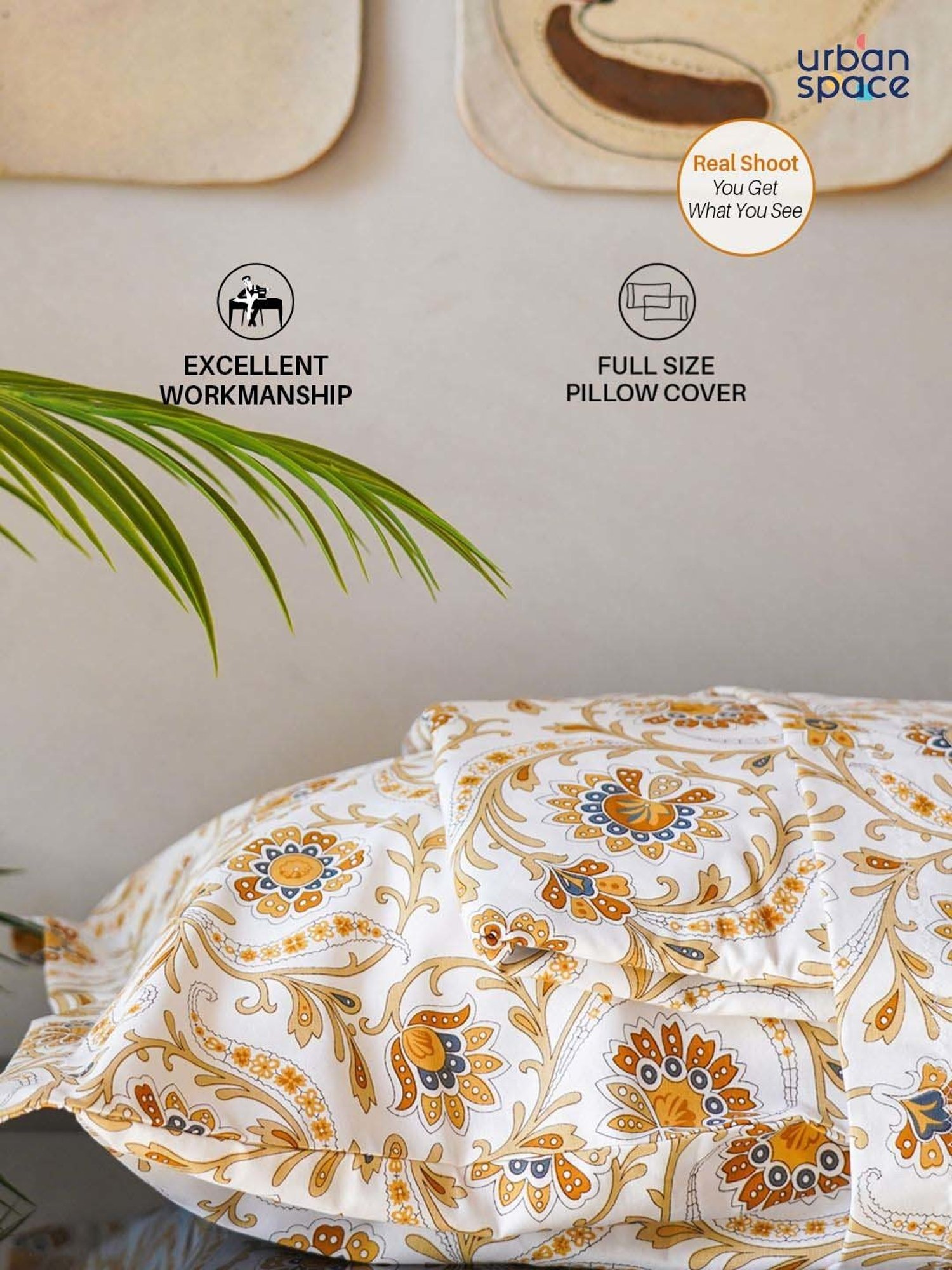 House This Juniper Blue Cotton 600 TC Double Size Bedsheet With Pillow Covers