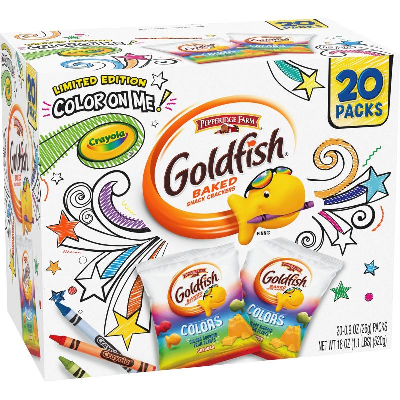 Pepperidge Farm Goldfish Special Edition Color on Me! Colors Cheddar Crackers, 20ct/18oz