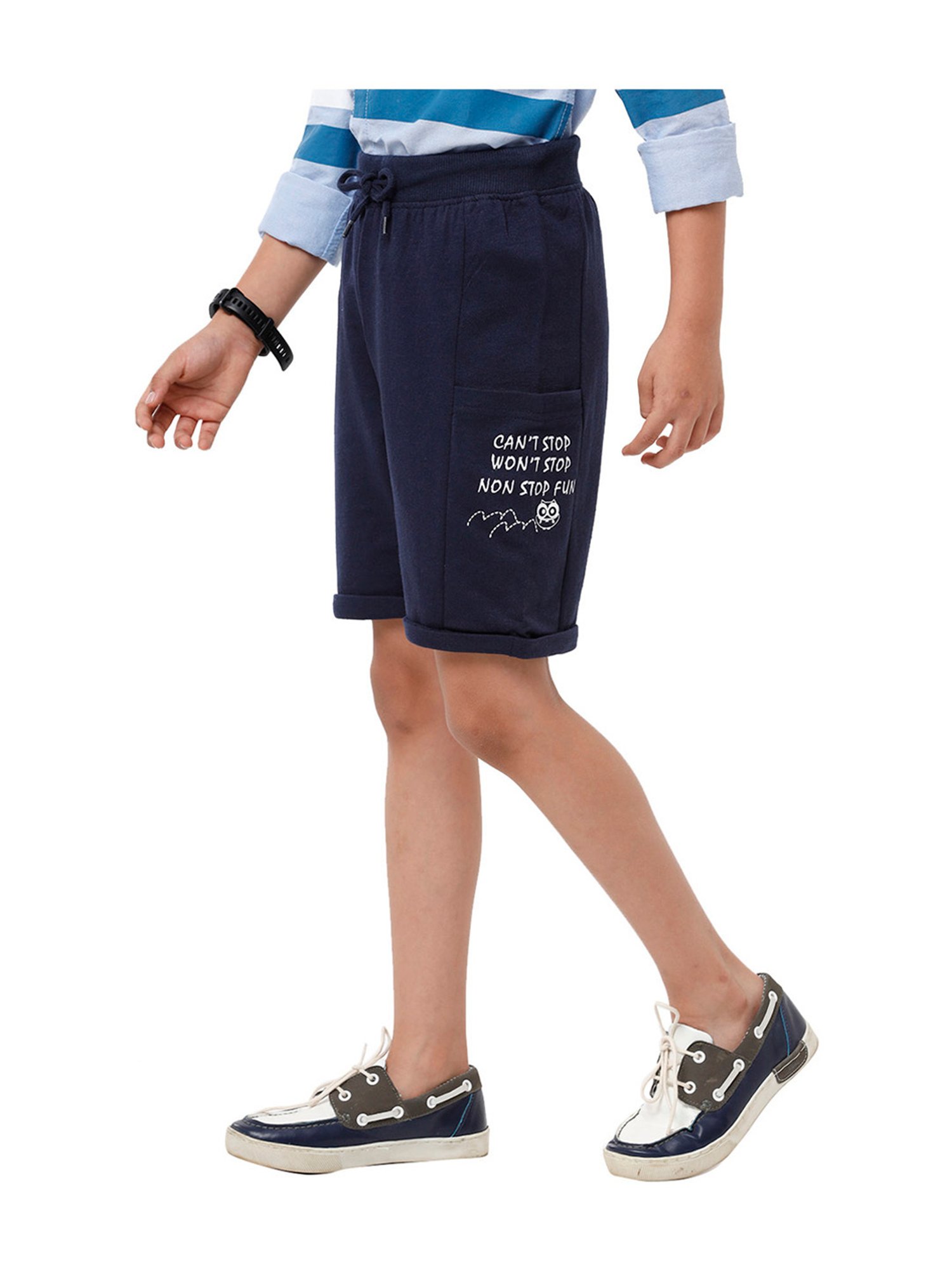 Under Fourteen Only Kids Navy Printed Shorts