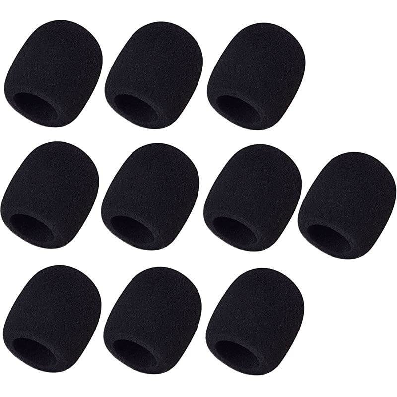 10 Pack Foam Mic Cover Handheld Microphone Windscreen Black