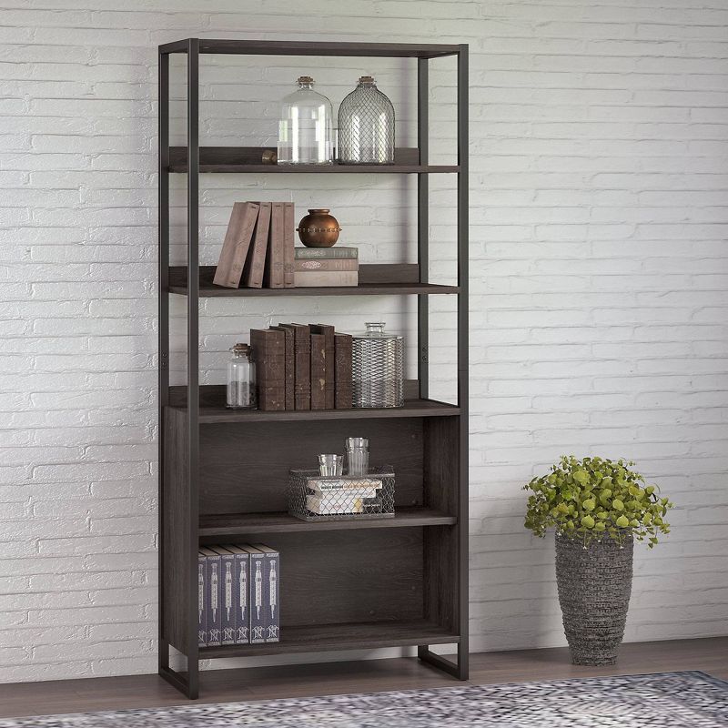 70.13" 5 Shelf Atria Bookshelf Charcoal Gray - Kathy Ireland Home