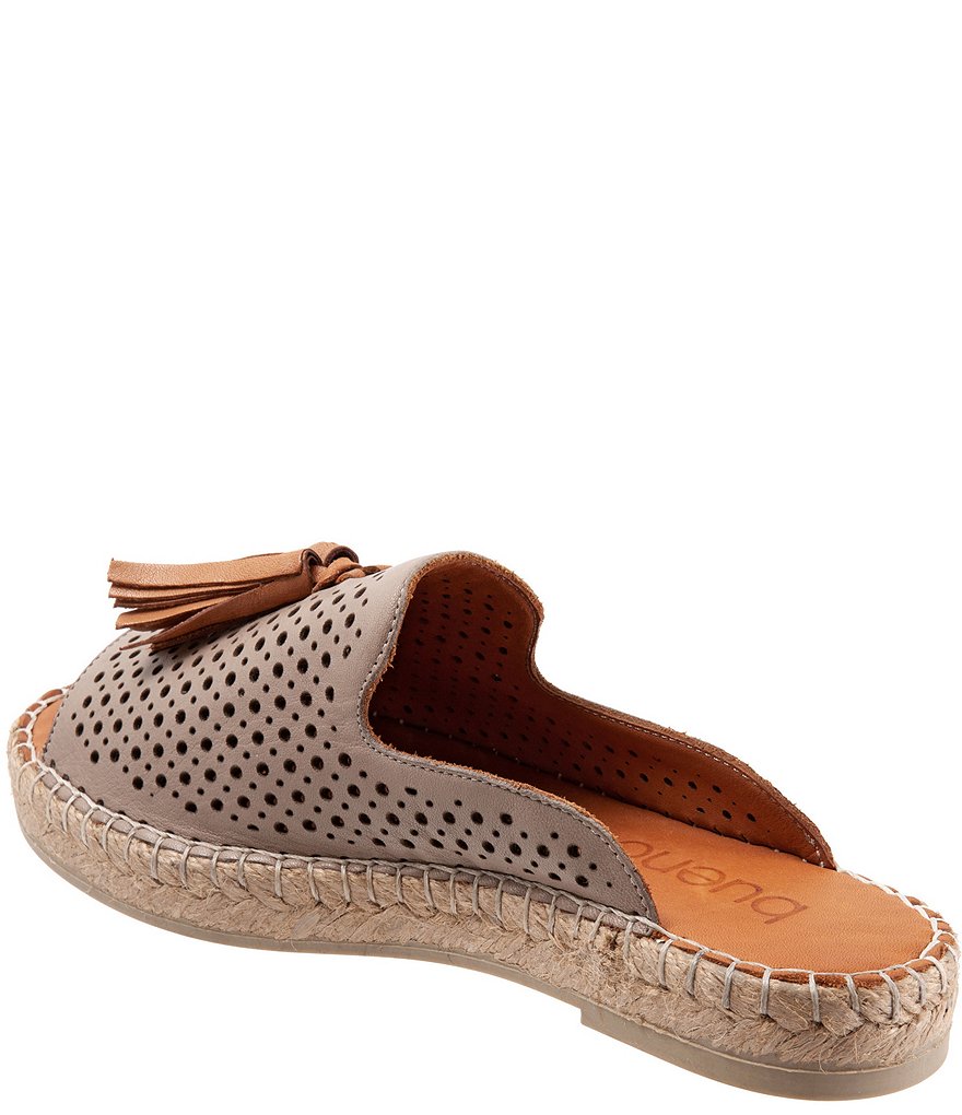 Bueno Navar Perforated Leather Tasseled Espadrille Slides